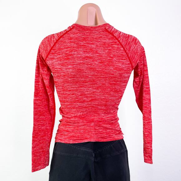 Zella Seamless Crewneck Long Sleeve T-Shirt Red Couture Melange Girls size M NWT - Picture 5 of 8